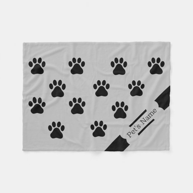 Personalized Paw Print Dog Blankets (Front (Horizontal))