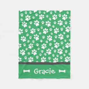 Personalized Paw Print Dog Fleece Blanket