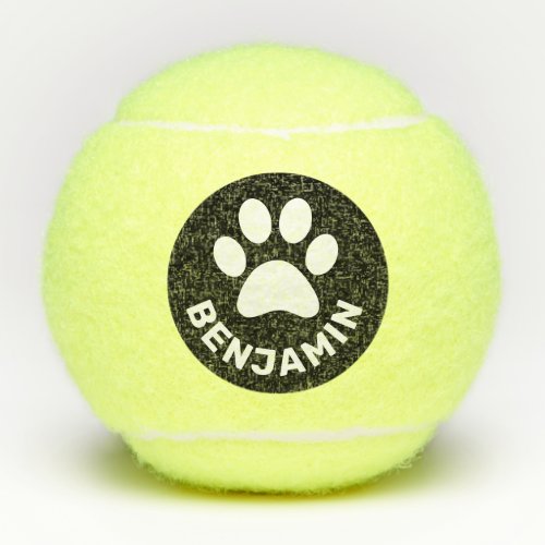 Personalized Paw Print Dog Name on Tennis Balls