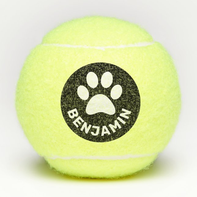 Personalized Paw Print Dog Name on Tennis Balls (Front)