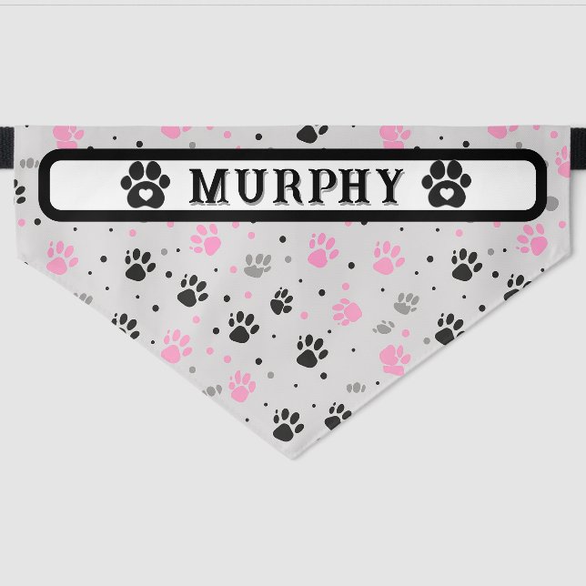 Personalized Paw Print Dog Pet Bandana Collar (Front)