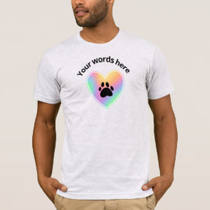 Personalized Paw Print in Rainbow Heart T-Shirt