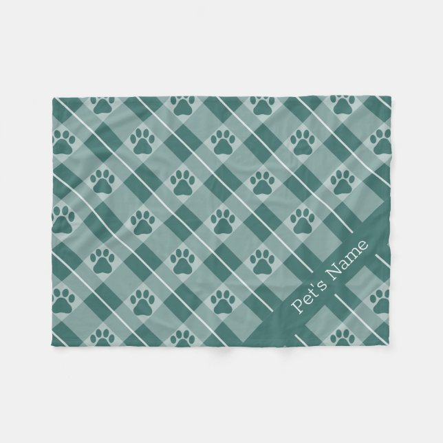Personalized Paw Print Pattern Dog Blankets (Front (Horizontal))