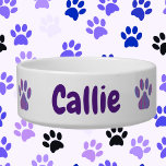 Personalized paw print  pet bowl<br><div class="desc">Add your pet's name to this pet bowl to make it unique or to give it as a present to another animal lover. Featured is a colorful paw print pattern.</div>