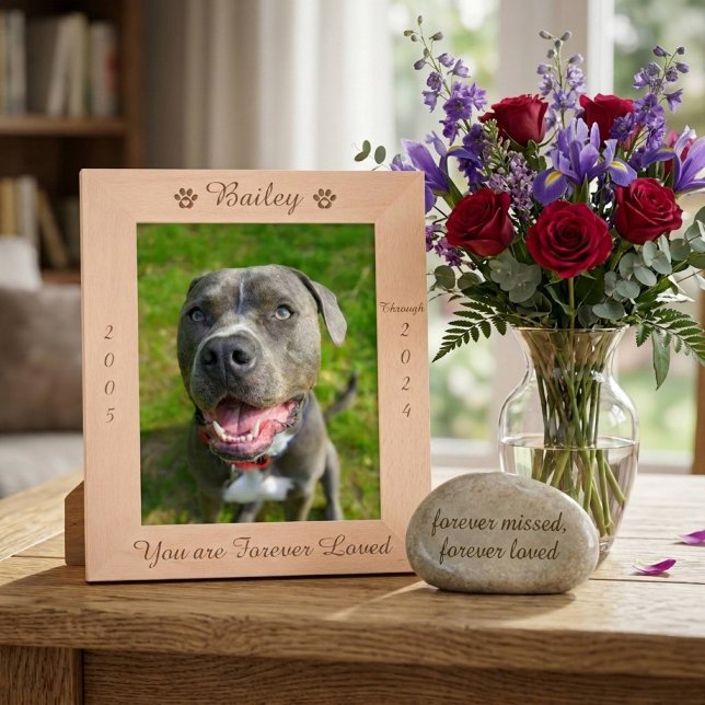 Personalized Paw Print Pet Memorial Wood Picture Engraved Frames (Creator Uploaded)
