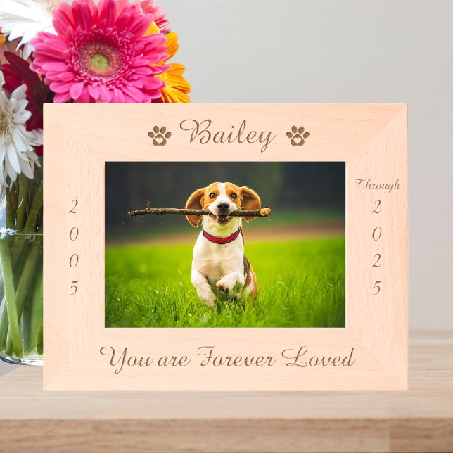 Personalized Paw Print Pet Memorial Wood Picture Engraved Frames (Creator Uploaded)