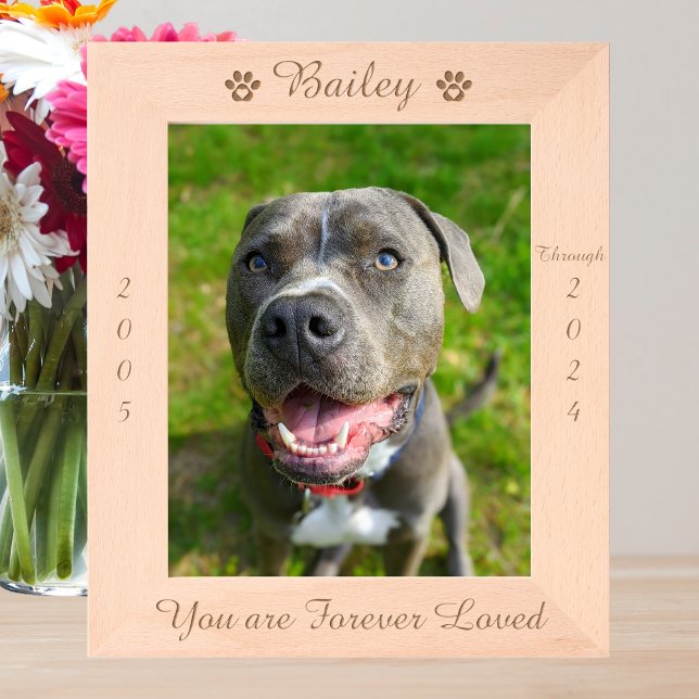 Personalized Paw Print Pet Memorial Wood Picture Engraved Frames (Creator Uploaded)