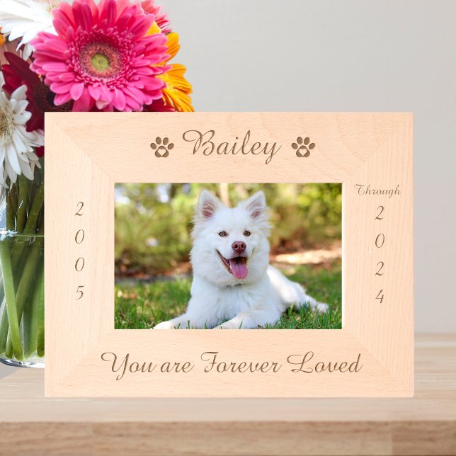 Personalized Paw Print Pet Memorial Wood Picture Engraved Frames (Creator Uploaded)