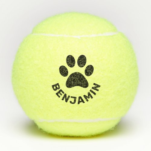 Personalized Paw Print Pet Name Dog Tennis Balls
