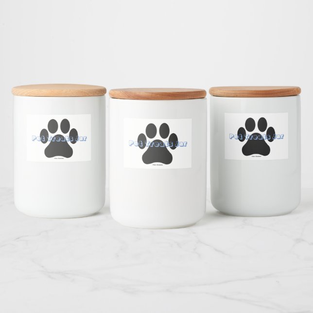 Personalized Paw Print Pet Treats Food Label Jar (Bottles)
