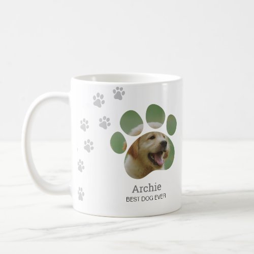 Personalized Paw Print Photo Dog Coffee Mug