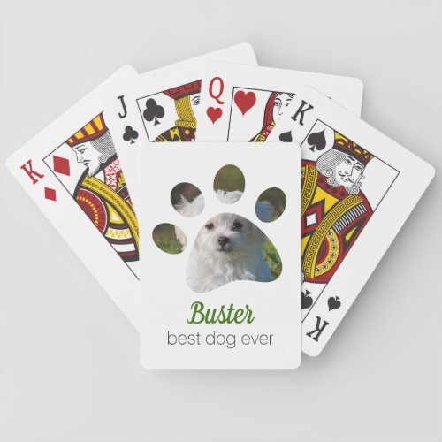 Personalized Paw Print Photo Dog Playing Cards