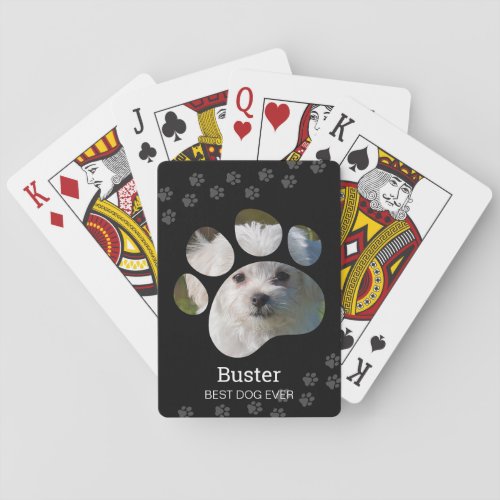 Personalized Paw Print Photo Dog Playing Cards