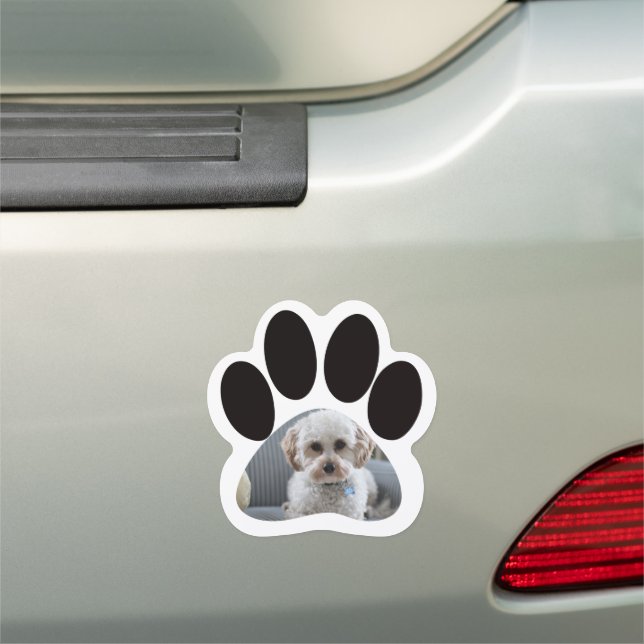 Personalized Paw Print Photo Frame Custom Made Car Magnet (In Situ)