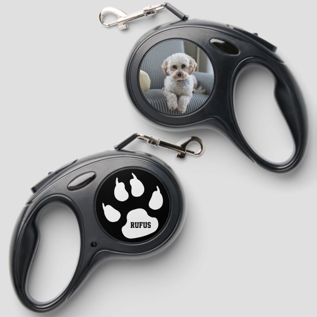 Personalized Paw Print  Retractable Pet Leash (Front & Back)