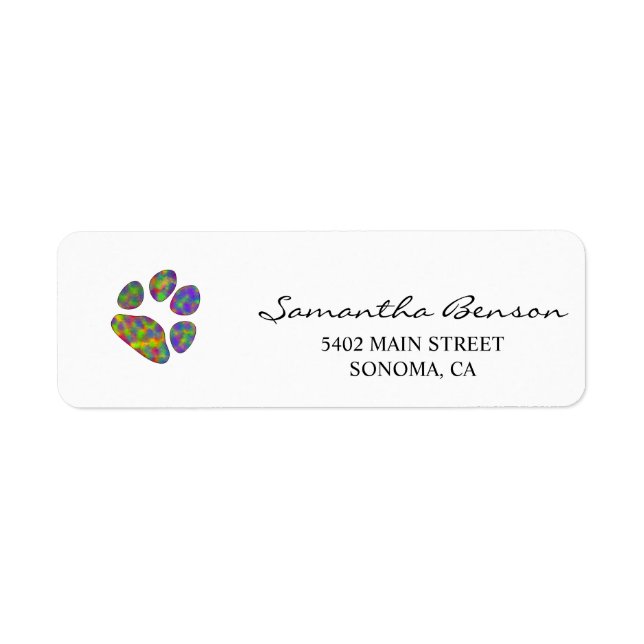 Personalized Paw Print Return Address Label (Front)