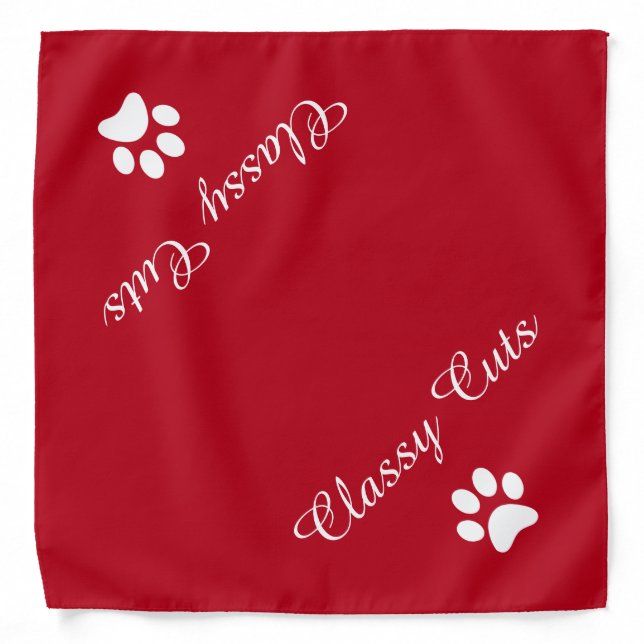 Personalized Paw Print Script Name Red  Bandana (Front)