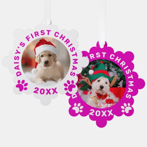 Personalized Paw Prints Cute Pets First Christmas Ornament Card
