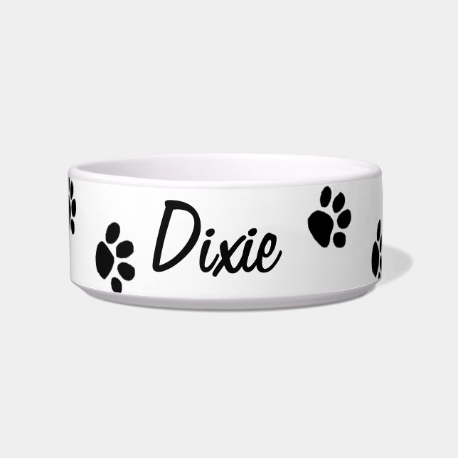 Personalized "Paw Prints" Pet Bowl (Front)