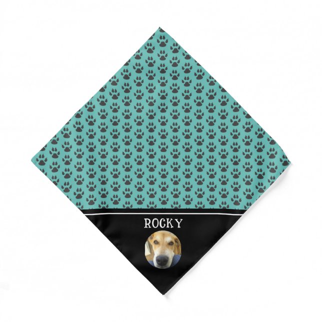 Personalized Paw Prints Pet Photo Dog Bandana (Front)