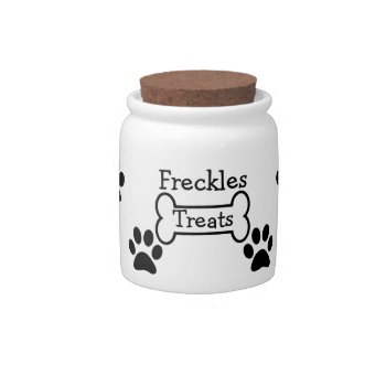 Personalized Paw Prints Pet Treats Jar by stripedhope at Zazzle
