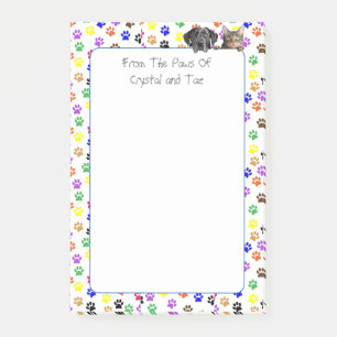 Personalized Paw Prints with Dog and Cat 4 X 6 Post-it Notes