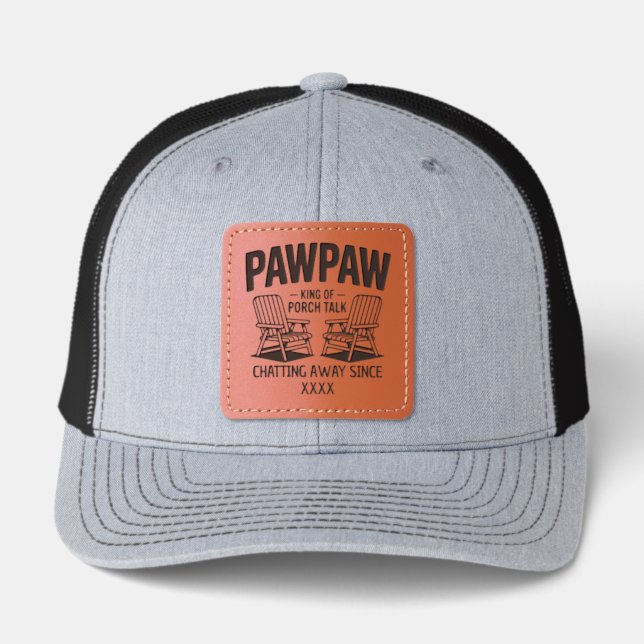 Personalized Pawpaw Retired Family Sweet Tea South Leather Patch Hat (Front)
