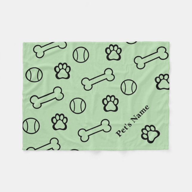 Personalized Pawprint and Bone Dog Blankets (Front (Horizontal))