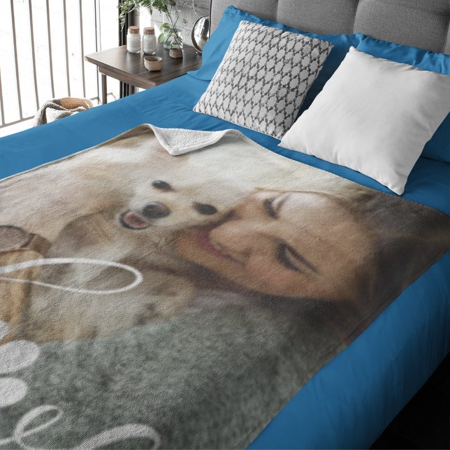 Personalized Paws: Cherished Dog Lover Photo Fleece Blanket (Creator Uploaded)