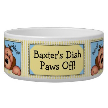 Personalized "paws Off!" Doggy Dish by BaZooples at Zazzle
