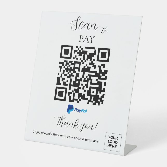 Personalized Payment QR code Modern Pedestal Sign (Front)