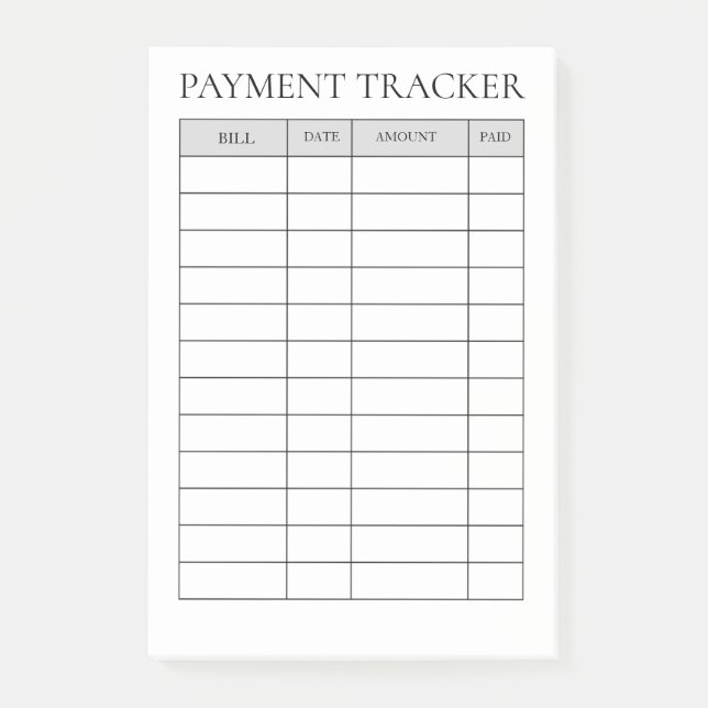 Personalized Payment Tracker Notepad (Front)