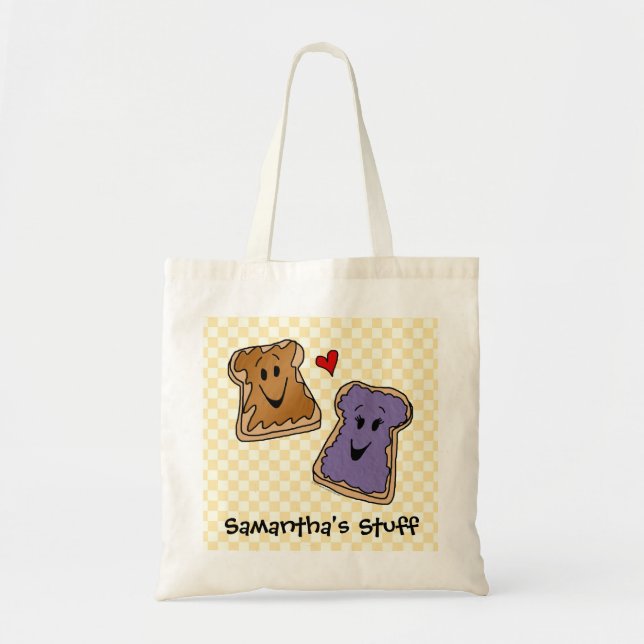 Personalized PB&J Kids Tote/Grocery Bag (Front)