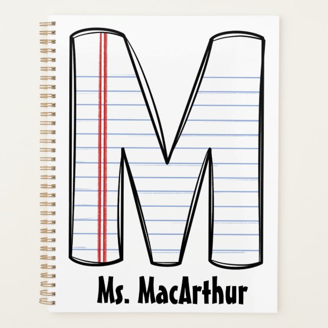 Personalized PE Teacher Planner with Initial (Front)