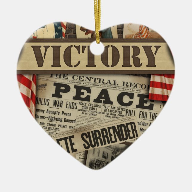 Personalized Peace and Victory WWII Ornament (Front)