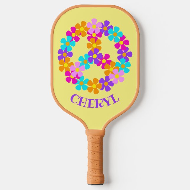 Personalized Peace Daisy Pickleball Paddle (Front)
