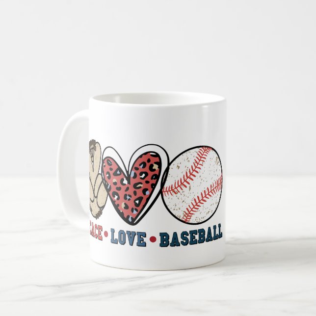 Personalized Peace Love Baseball Mug (Front Left)