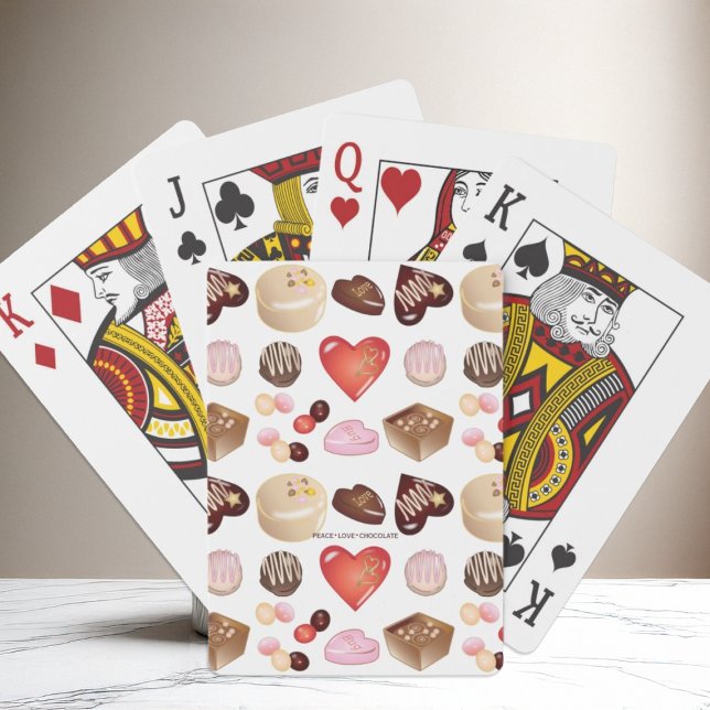Personalized Peace Love Chocolate Candy Heart Poker Cards (Creator Uploaded)