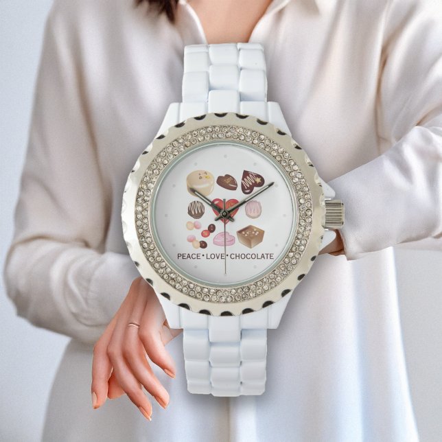 Personalized Peace Love Chocolate Candy Heart Watch (Creator Uploaded)