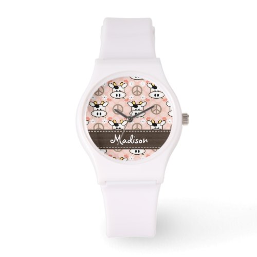 Personalized Peace Love Cows Watch