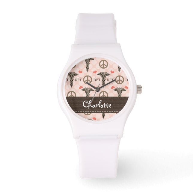 Personalized Peace Love Doctor of Physical Therapy Watch (Front)