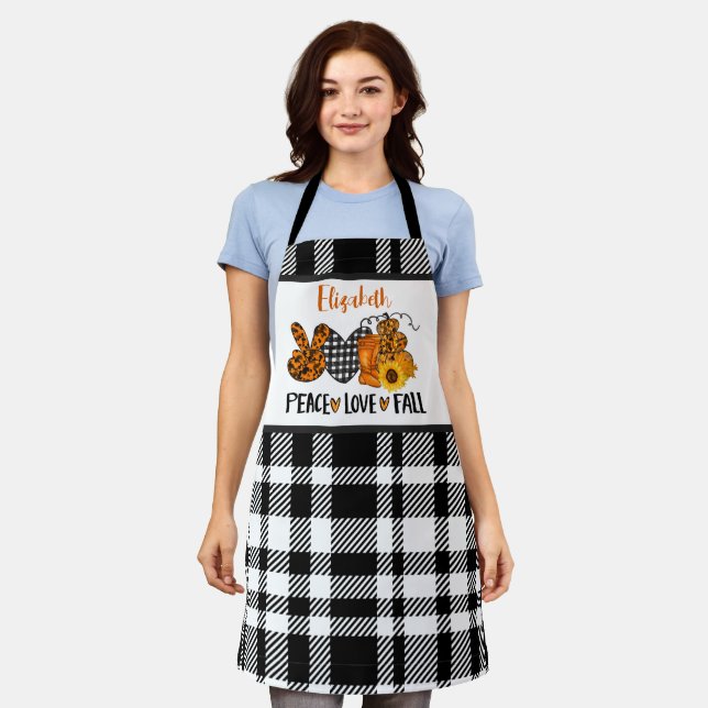 Personalized Peace Love Fall Apron (Worn)