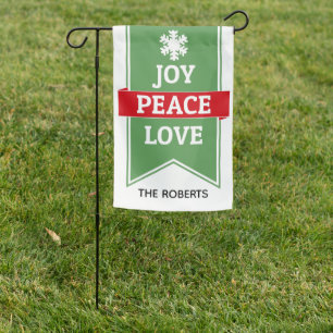 Personalized Peace Love Joy Christmas Garden Flag