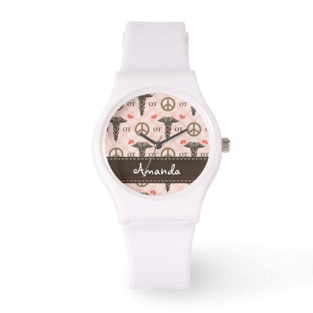Personalized Peace Love Occupational Therapy Watch (Front)