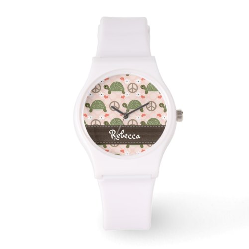 Personalized Peace Love Turtles Watch
