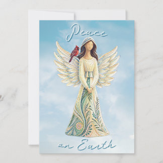 Personalized Peace on Earth Angel Sky Christmas Holiday Card