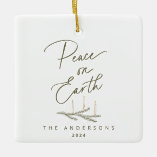 Personalized Peace on Earth Christmas Ceramic Ornament