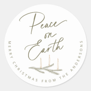 Personalized Peace on Earth Christmas Classic Round Sticker