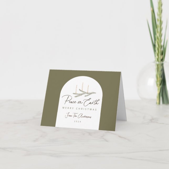 Personalized Peace on Earth Christmas Folded Card (Front)
