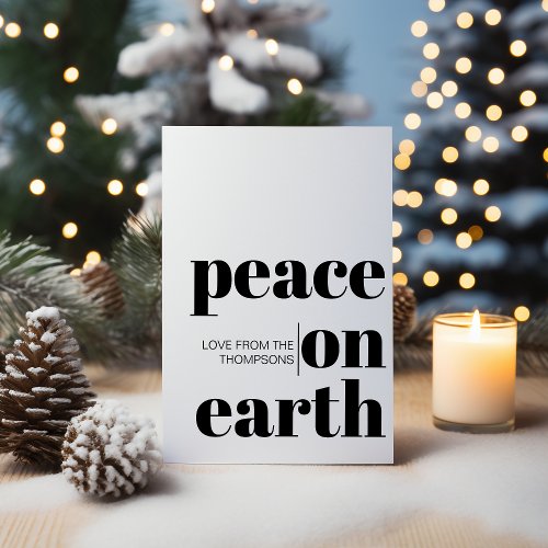 Personalized Peace On Earth Christmas Minimalist Holiday Card